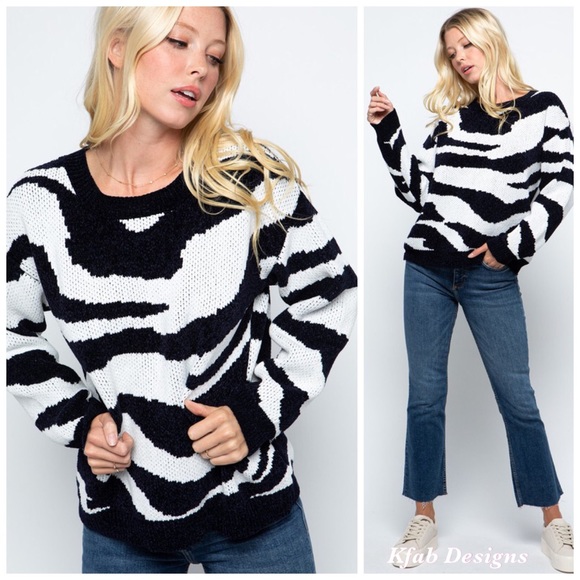 ❤️LAST 3! Soft Chenille Sally Zebra Print Sweater! - Picture 3 of 12